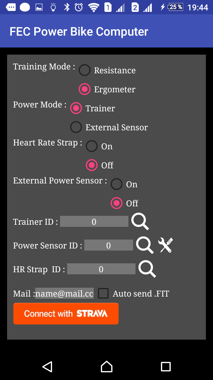 FEC Power Home Trainer Configuration